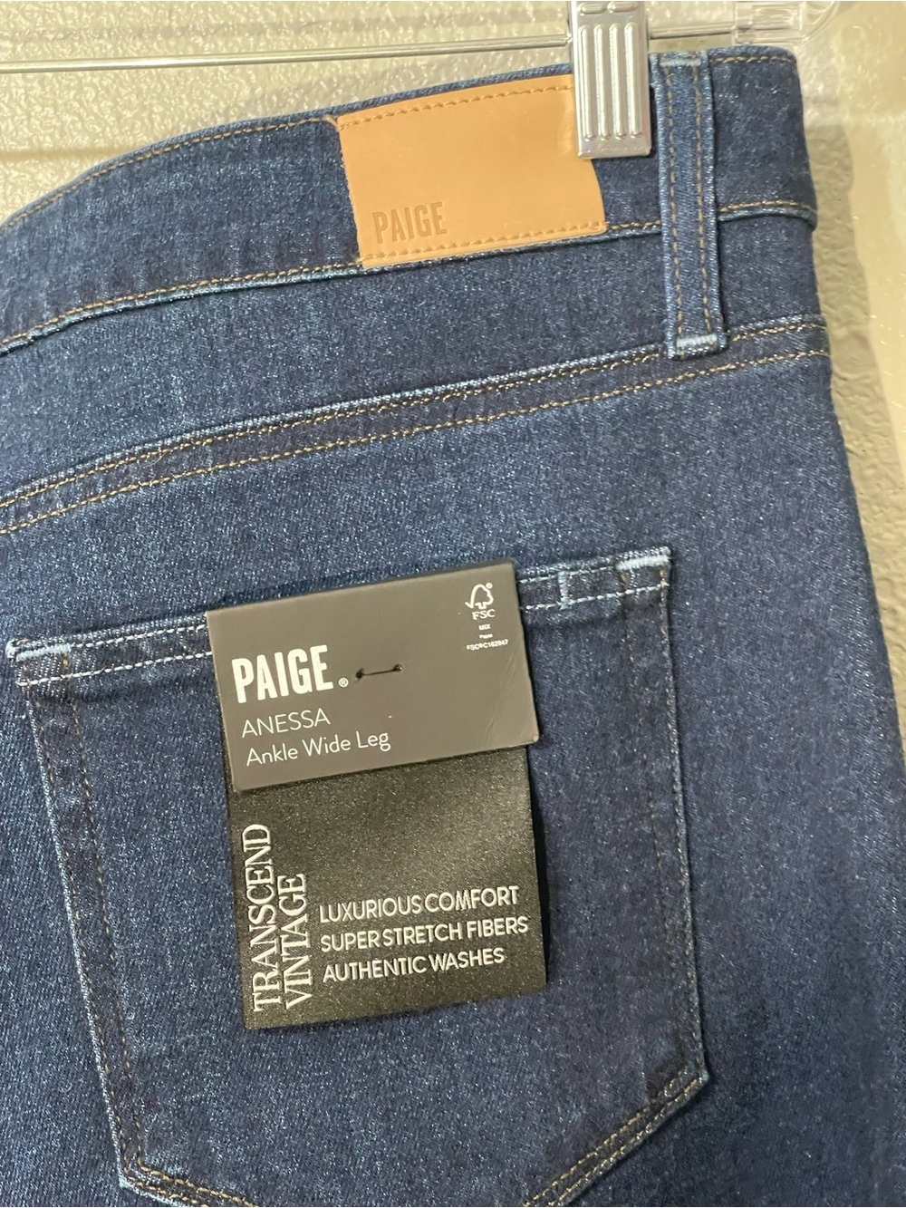 NWT Anthropologie Paige Anessa High Ankle Wide Ankle Dark Wash Jeans  - Size 33 - Picture 6 of 7